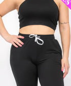 Plus Size Crop Tank Top & Ruched Pants Set