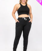 Plus Size Crop Tank Top & Ruched Pants Set