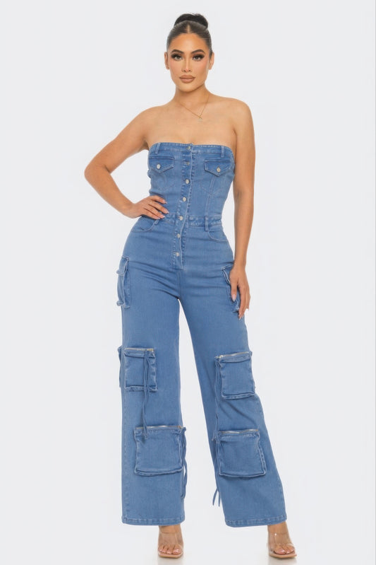Stretch Denim Jumpsuit - Body By J'ne