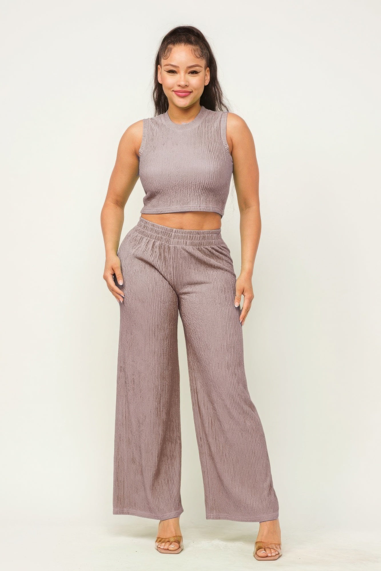 Crop Top And Wide Pants Set - Body By J'ne