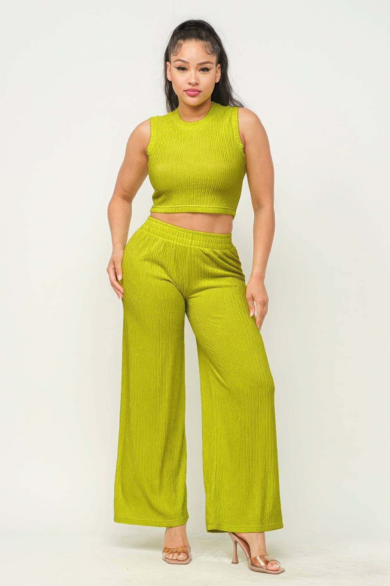 Crop Top And Wide Pants Set - Body By J'ne