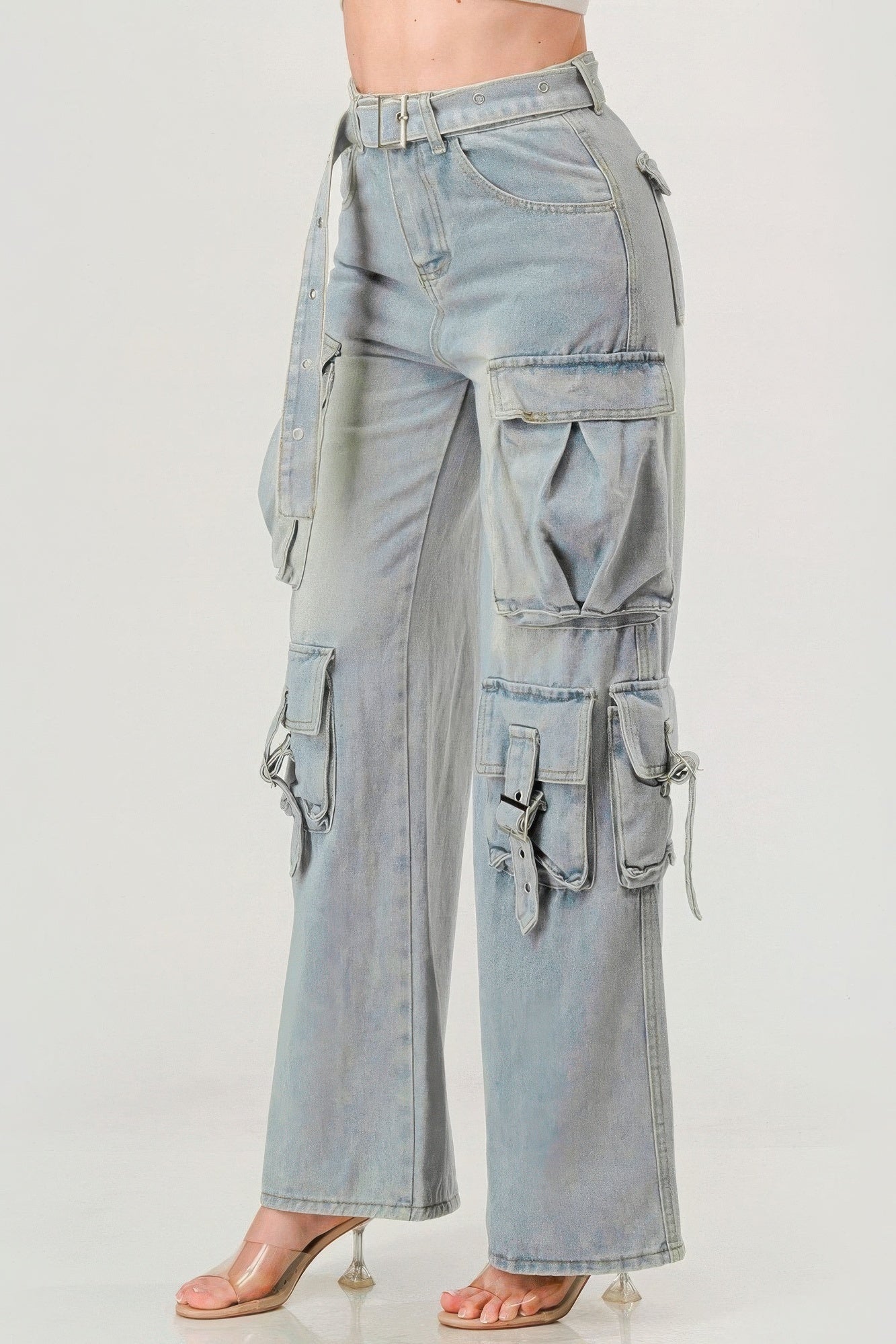Belted Denim Cargo Jean - Body By J'ne