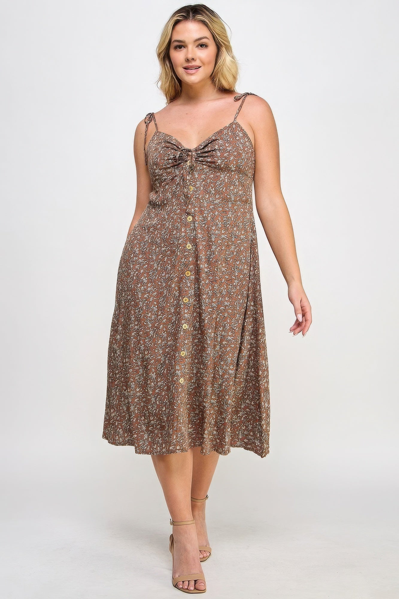 Plus Floral Print Midi Dress - Body By J'ne