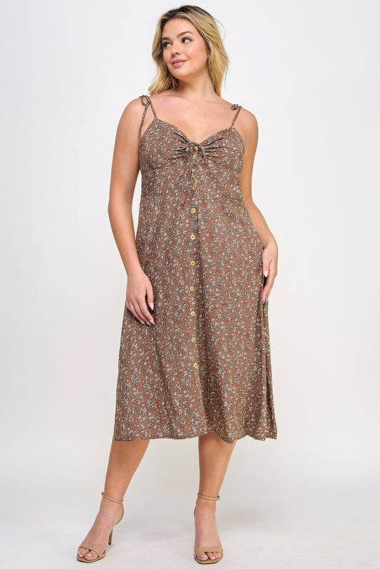 Plus Floral Print Midi Dress - Body By J'ne