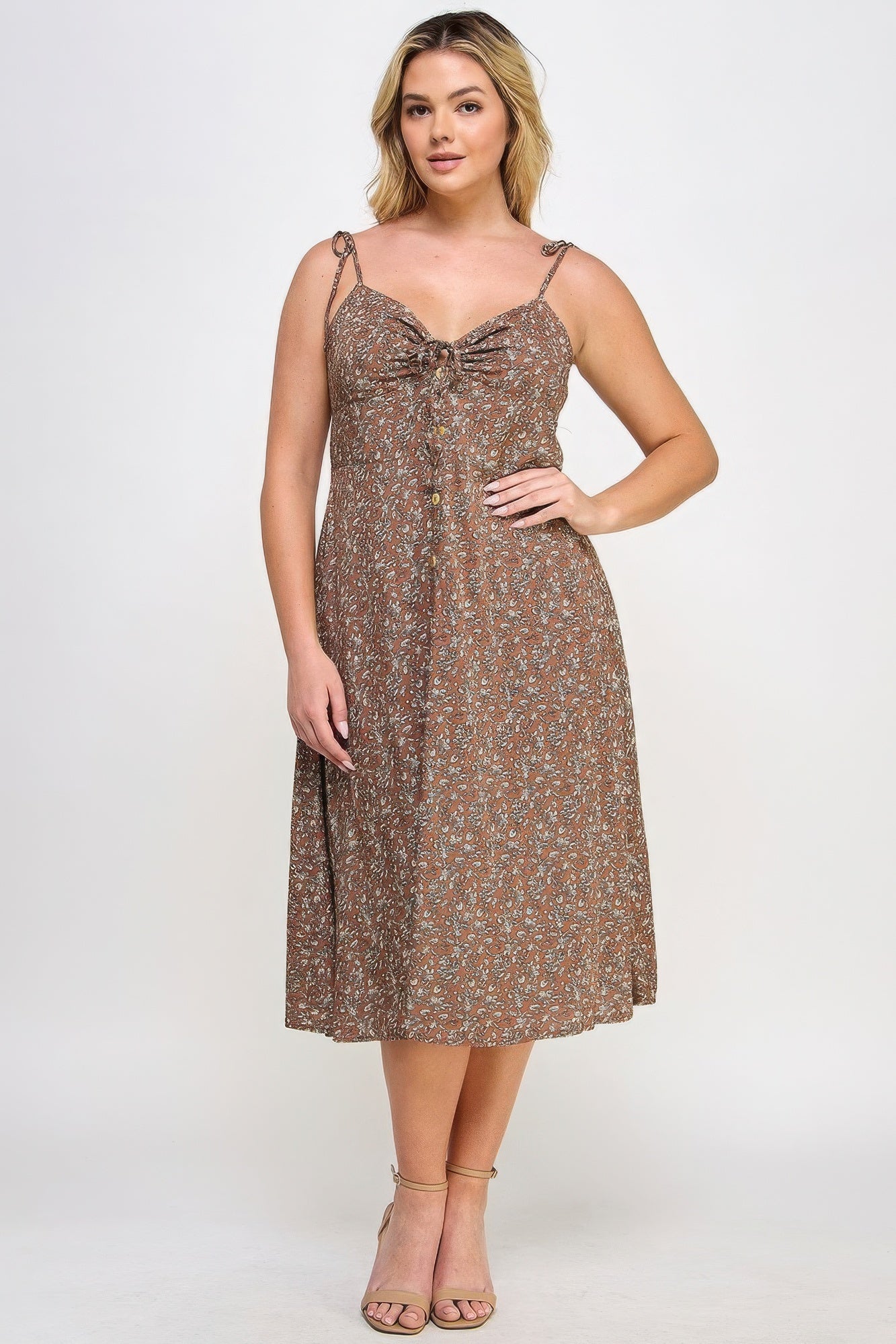 Plus Floral Print Midi Dress - Body By J'ne