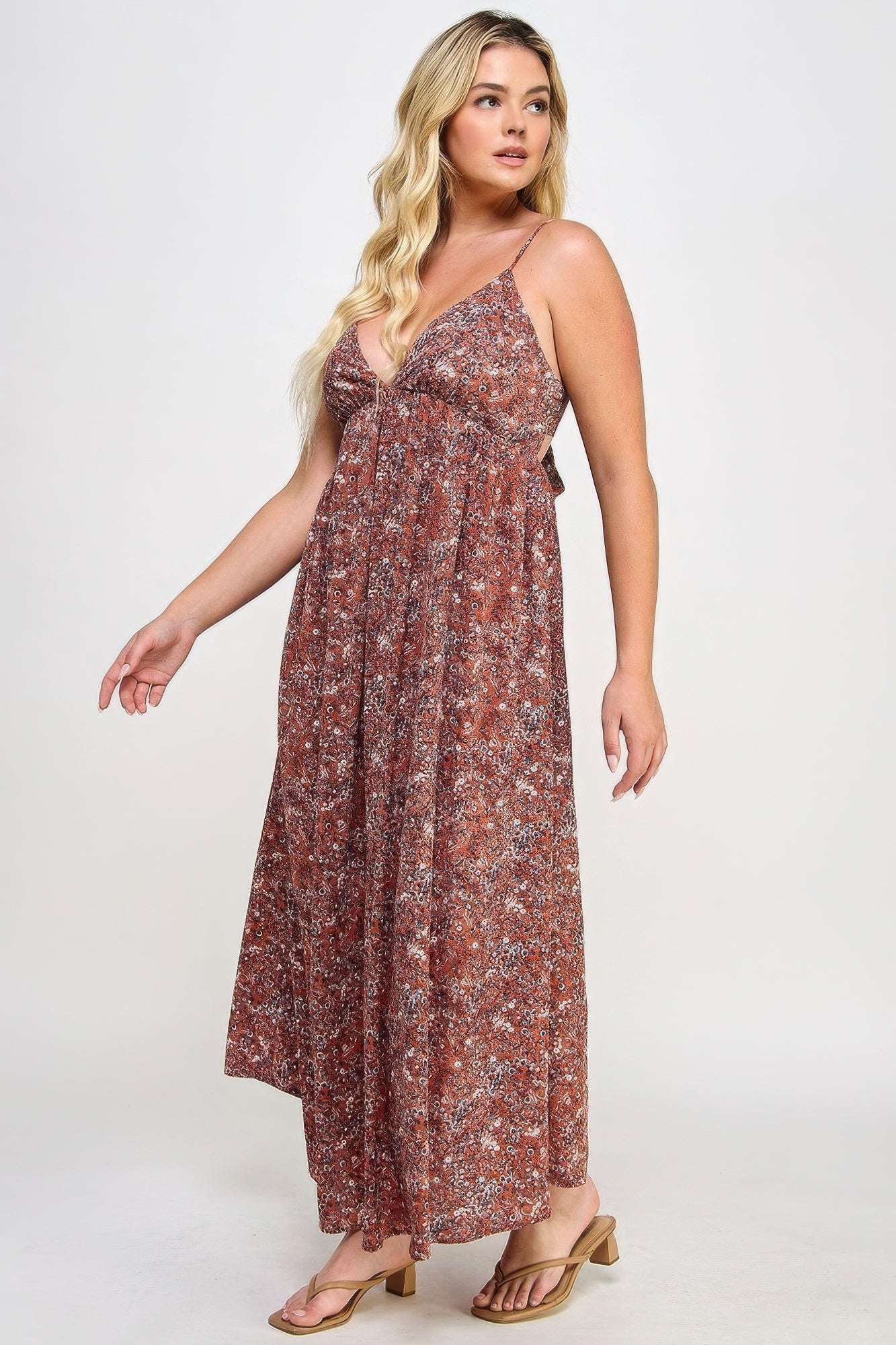 Floral Maxi Dress With Tie Back - Body By J'ne