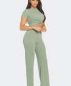 Front Twist Detail Top And Flare Pants Set