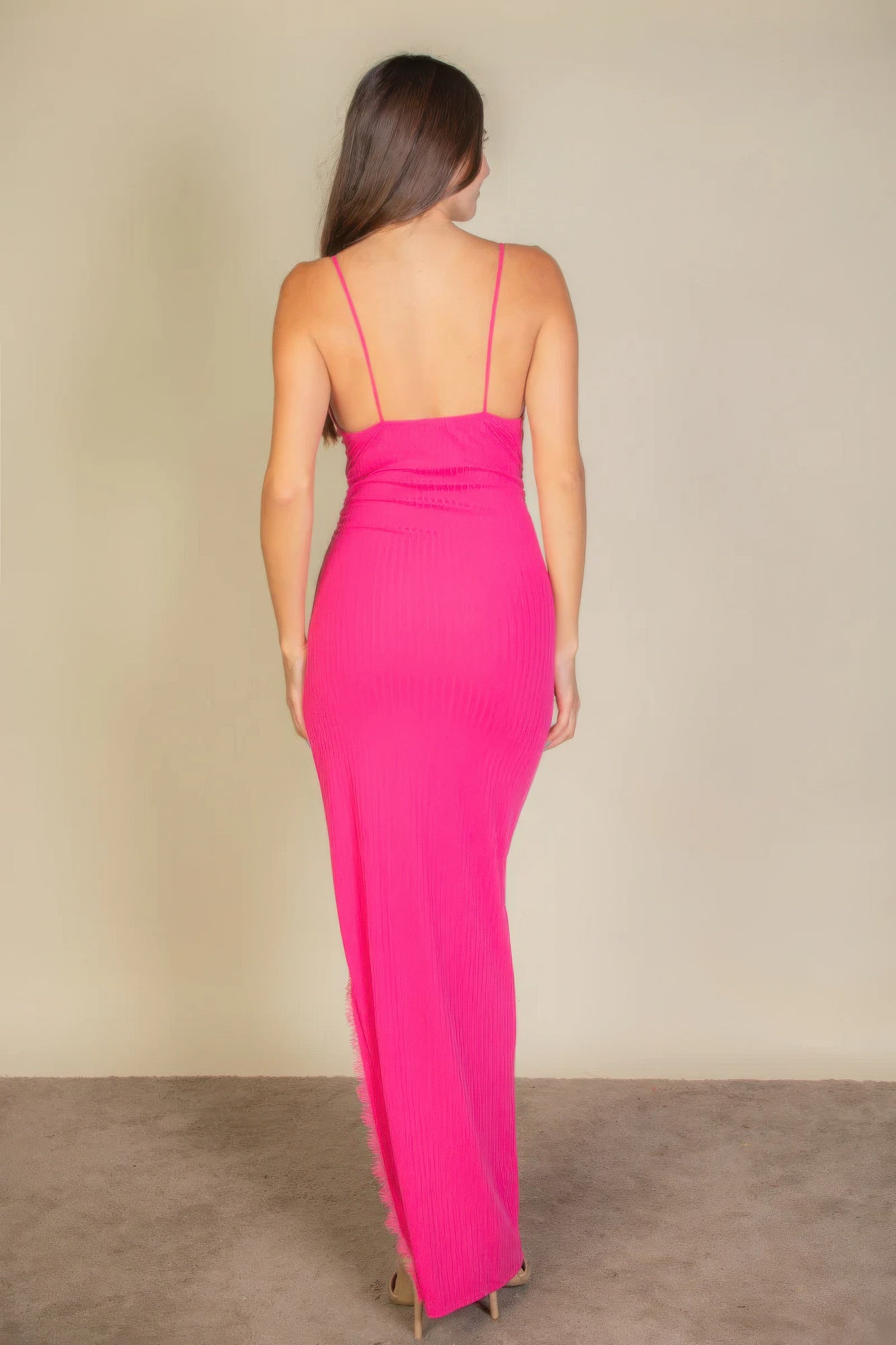 Eyelash Lace Trim Split Thigh Cami Dress - Body By J'ne