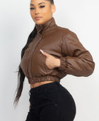 Snap Button Padded Crop Jacket