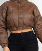 Snap Button Padded Crop Jacket