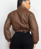 Snap Button Padded Crop Jacket