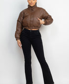 Snap Button Padded Crop Jacket