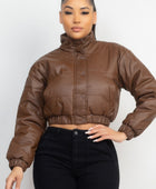 Snap Button Padded Crop Jacket