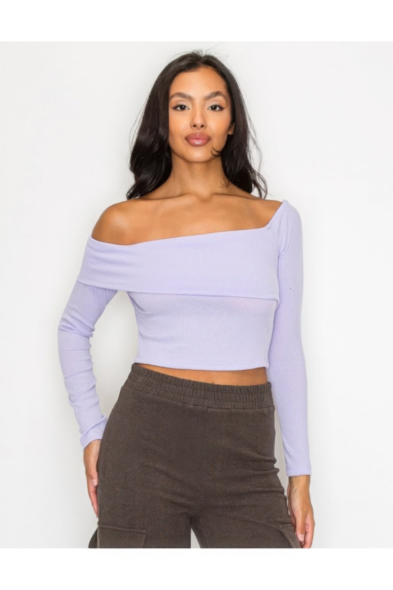 Bardot ribbed long sleeve crop top - Body By J'ne
