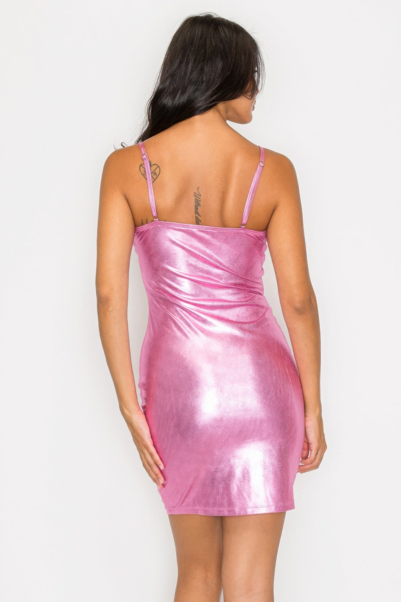Scoop neck foil mini dress - Body By J'ne