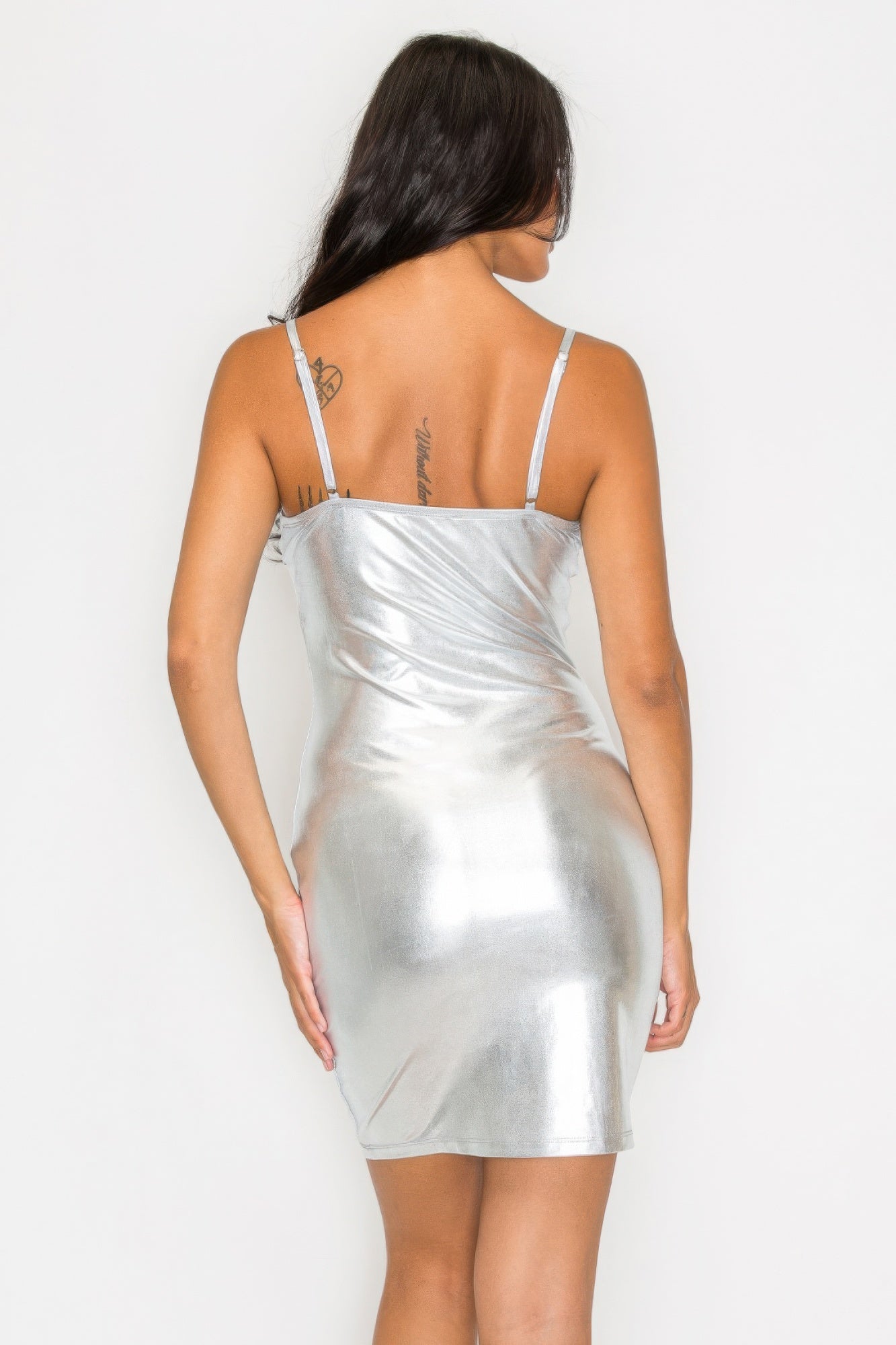 Scoop neck foil mini dress - Body By J'ne