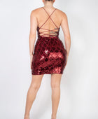 Sequin-studded crisscross back mini dress