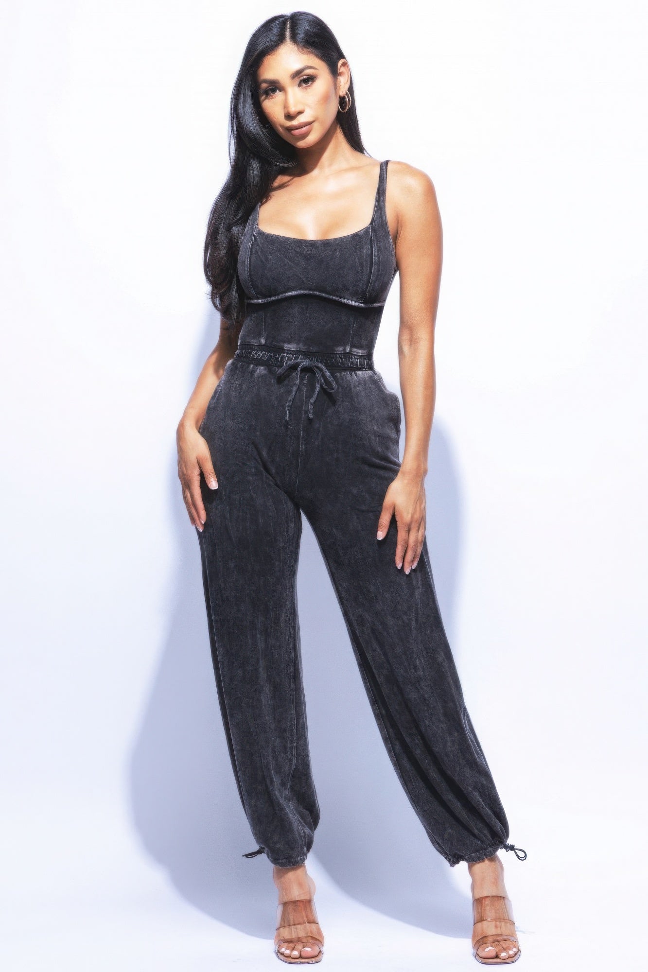 Washed Jumpsuit With Adjustable Ankle - Body By J'ne