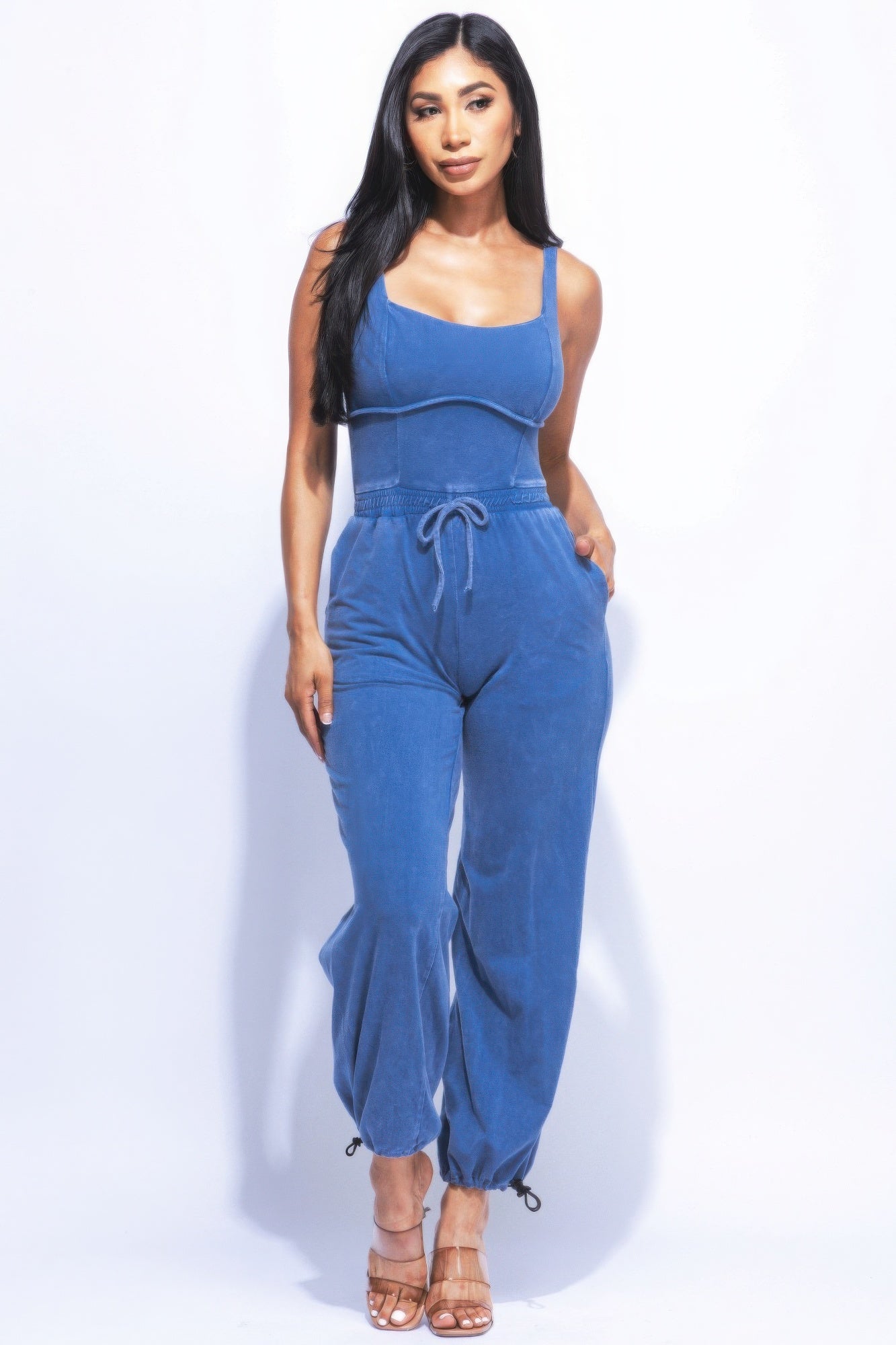Washed Jumpsuit With Adjustable Ankle - Body By J'ne