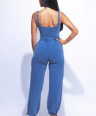 Washed Jumpsuit With Adjustable Ankle