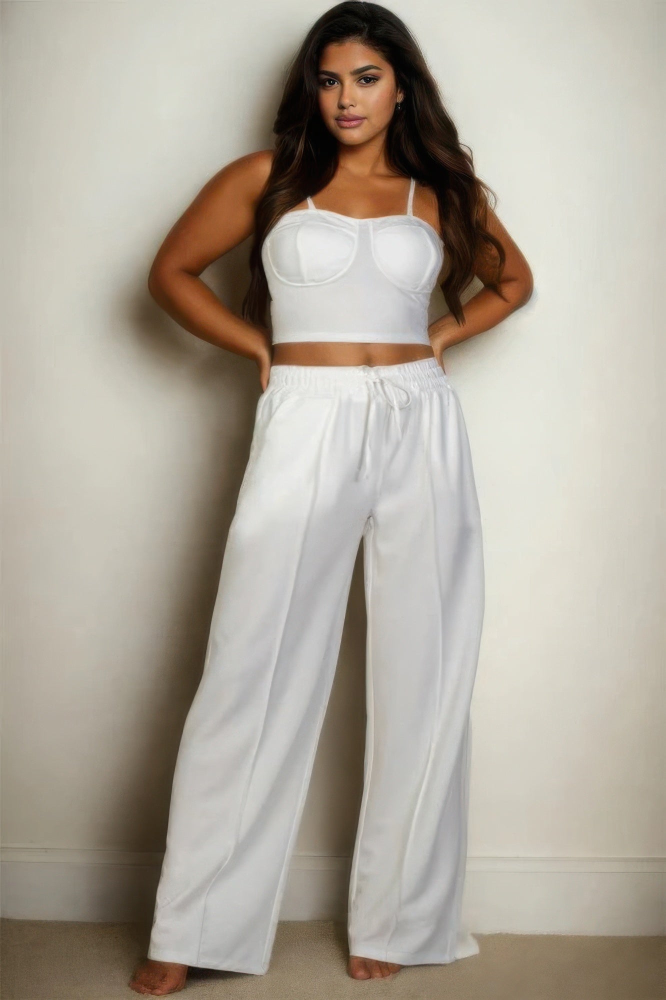 Bustier Crop Cami Top & Slant Pocket Straight Pants - Body By J'ne