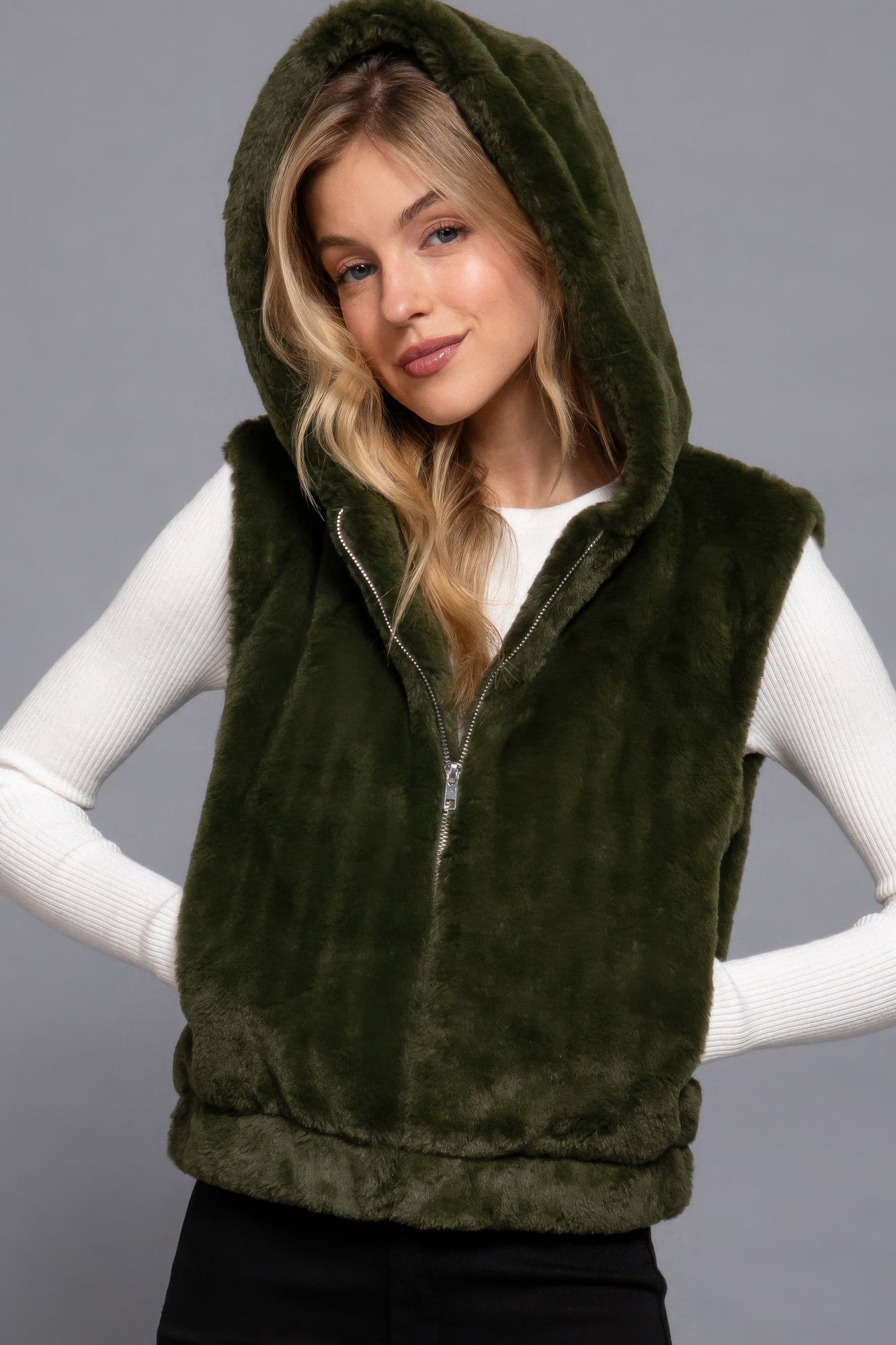 Hoodie Faux Fur Vest - Body By J'ne