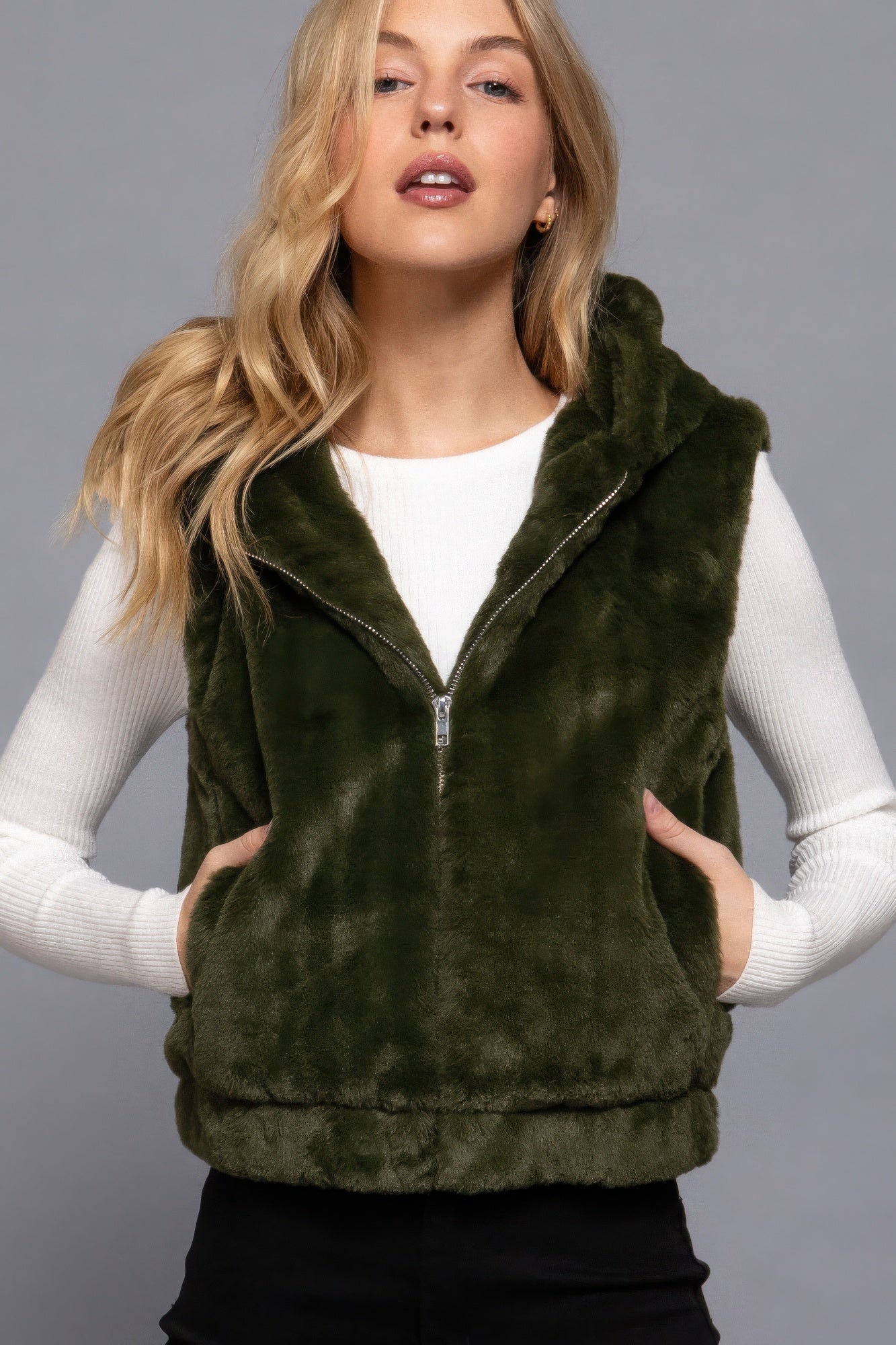 Hoodie Faux Fur Vest - Body By J'ne