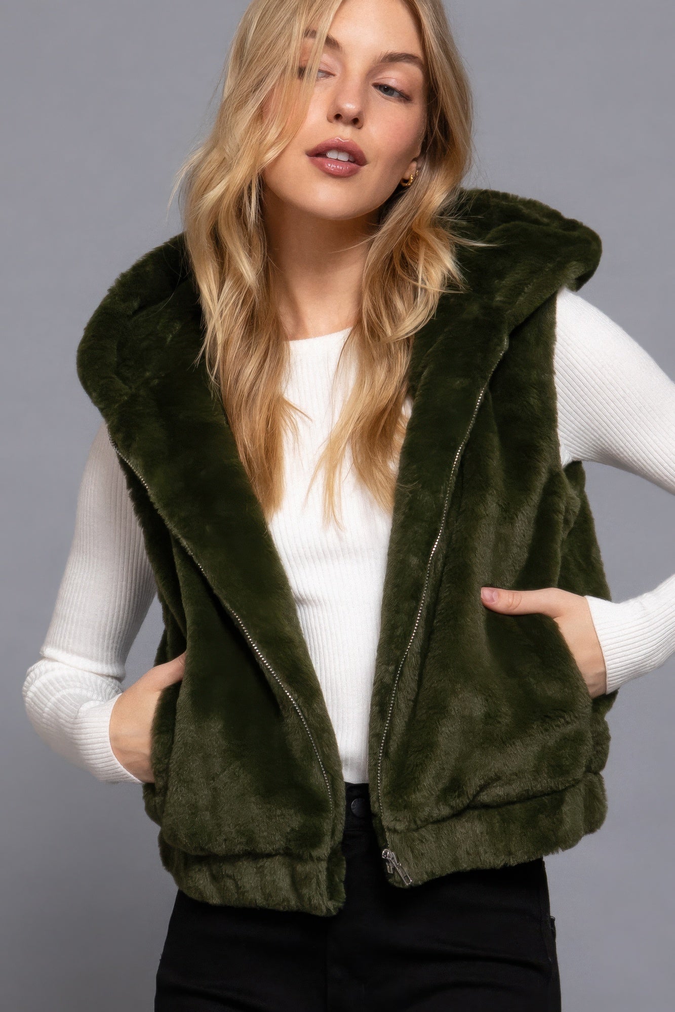 Hoodie Faux Fur Vest - Body By J'ne