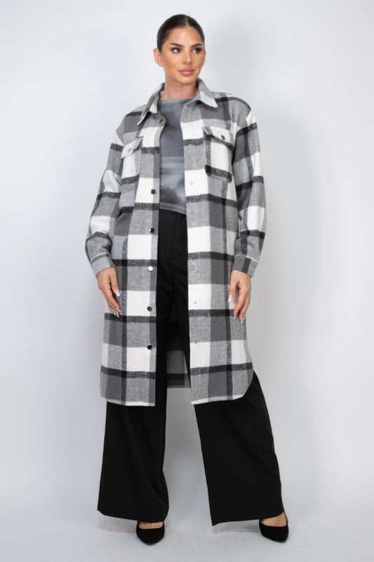 Plaid Buttoned Shacket Coat - Body By J'ne