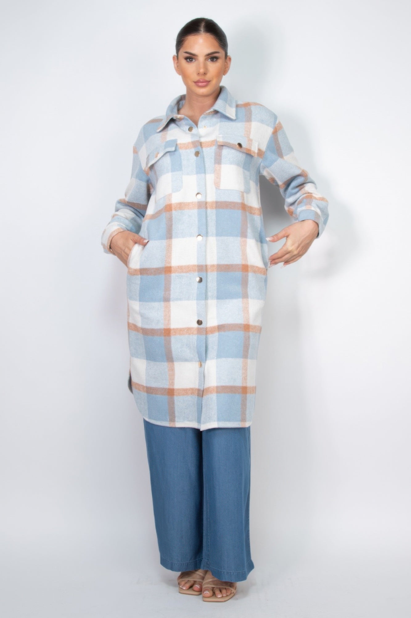 Plaid Buttoned Shacket Coat - Body By J'ne