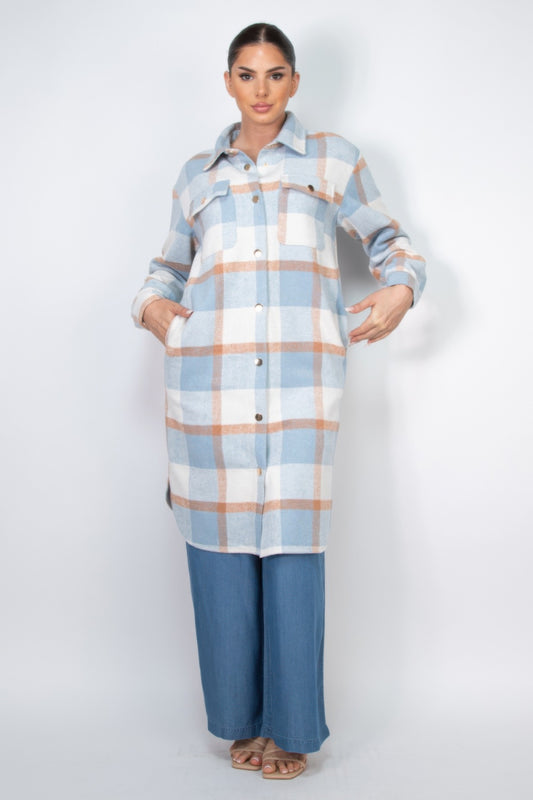 Plaid Buttoned Shacket Coat - Body By J'ne
