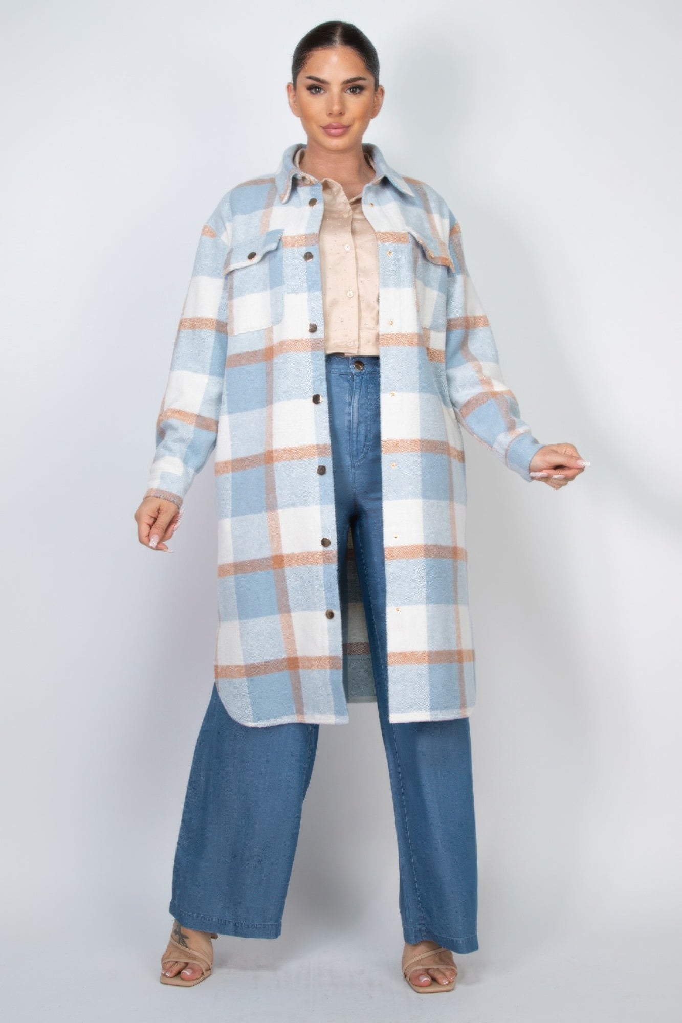Plaid Buttoned Shacket Coat - Body By J'ne