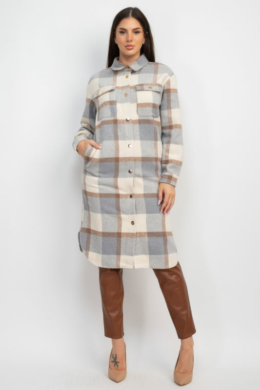Plaid Buttoned Shacket Coat - Body By J'ne