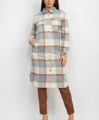 Plaid Buttoned Shacket Coat