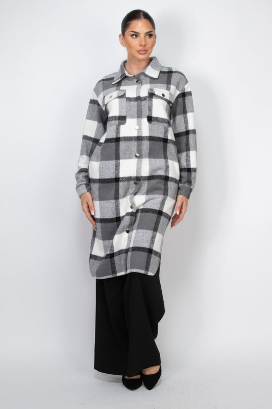 Plaid Buttoned Shacket Coat - Body By J'ne