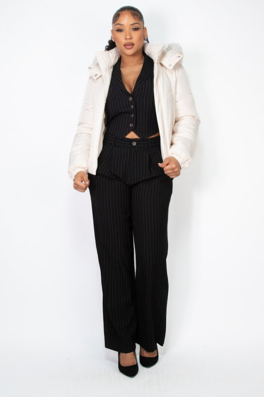 Insulated Zip-up Faux Fur Hooded Jacket - Body By J'ne