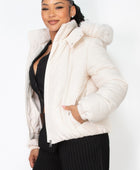 Insulated Zip-up Faux Fur Hooded Jacket