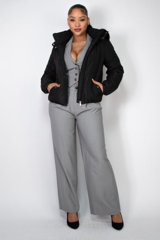 Insulated Zip-up Faux Fur Hooded Jacket - Body By J'ne