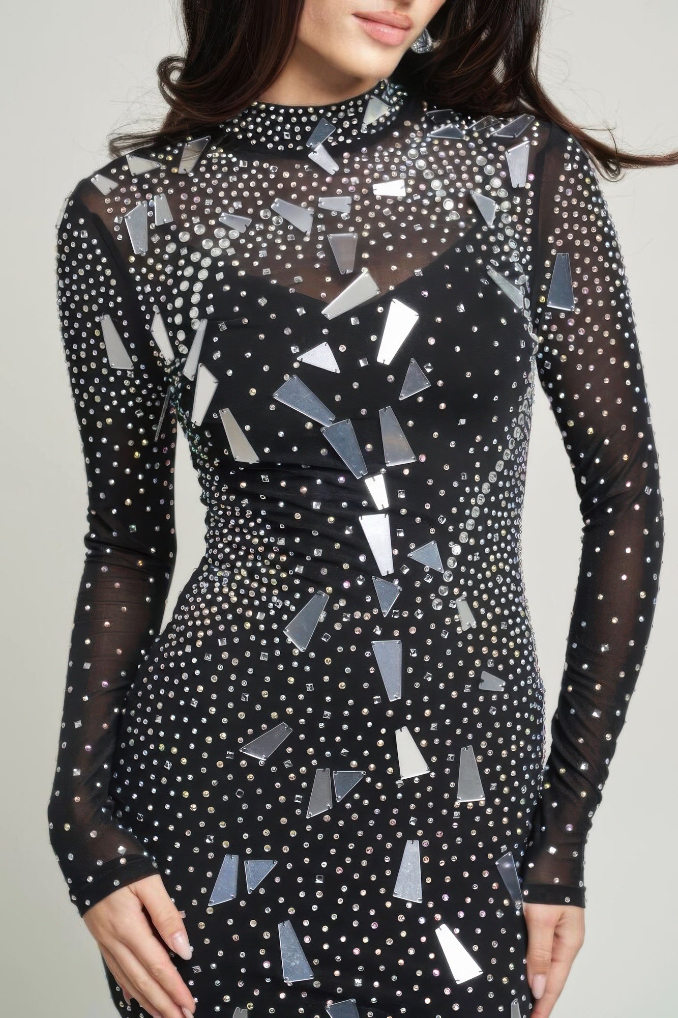 Mirrors & Rhinestones Mini Dress - Body By J'ne