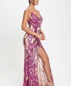 Spaghetti Strap Art Deco Sequins Maxi Dress