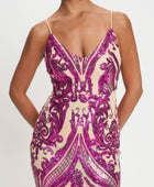 Spaghetti Strap Art Deco Sequins Maxi Dress