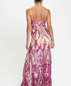 Spaghetti Strap Art Deco Sequins Maxi Dress