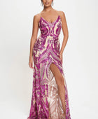 Spaghetti Strap Art Deco Sequins Maxi Dress