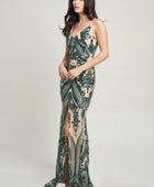 Spaghetti Strap Art Deco Sequins Maxi Dress