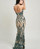 Spaghetti Strap Art Deco Sequins Maxi Dress