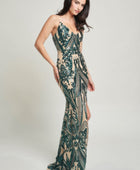 Spaghetti Strap Art Deco Sequins Maxi Dress