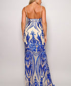 Spaghetti Strap Art Deco Sequins Maxi Dress