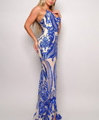 Spaghetti Strap Art Deco Sequins Maxi Dress