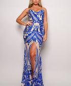 Spaghetti Strap Art Deco Sequins Maxi Dress