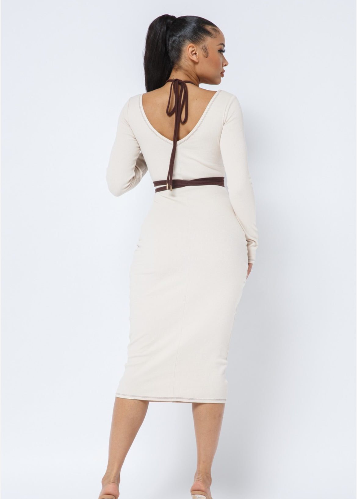 Waist Tie V Neck Midi - Body By J'ne